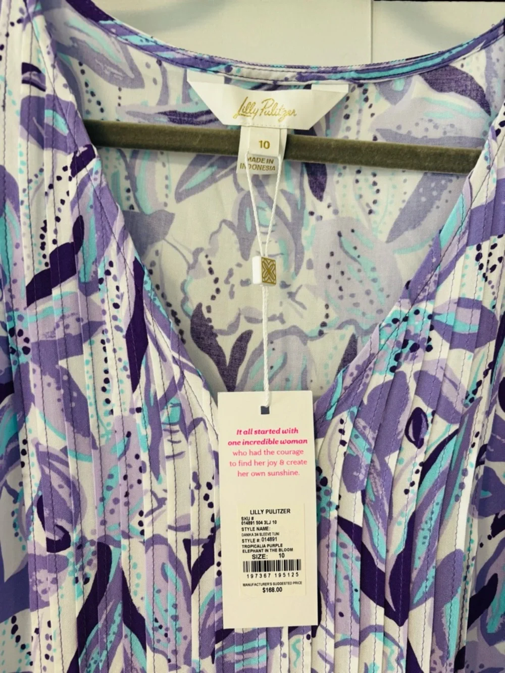 Lilly Pulitzer NWT Danika Tunic Dress Purple Elephant In The Bloom Size 10 - Picture 5 of 9